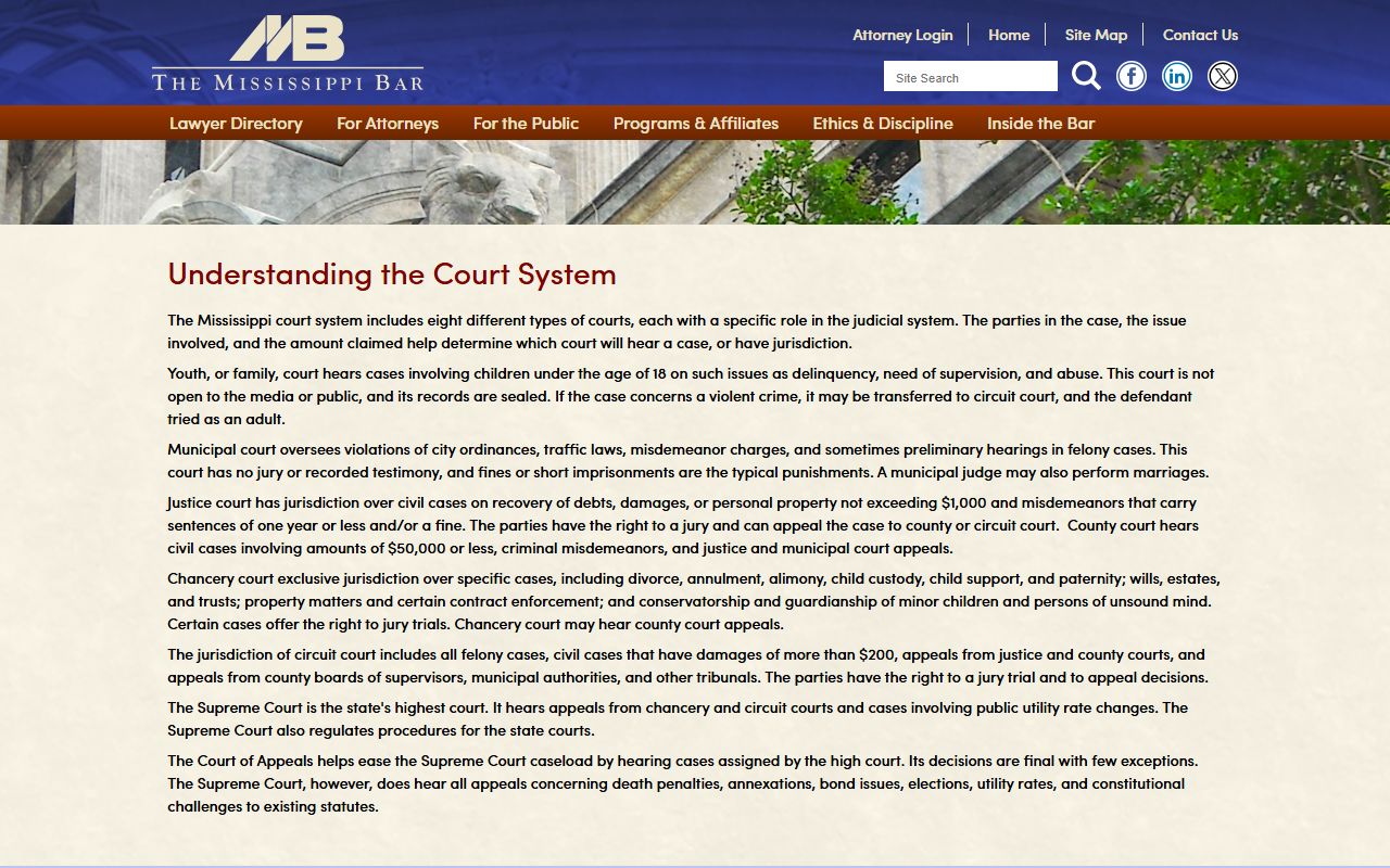 Mississippi Bar public guide explaining Montgomery County court records and court dockets