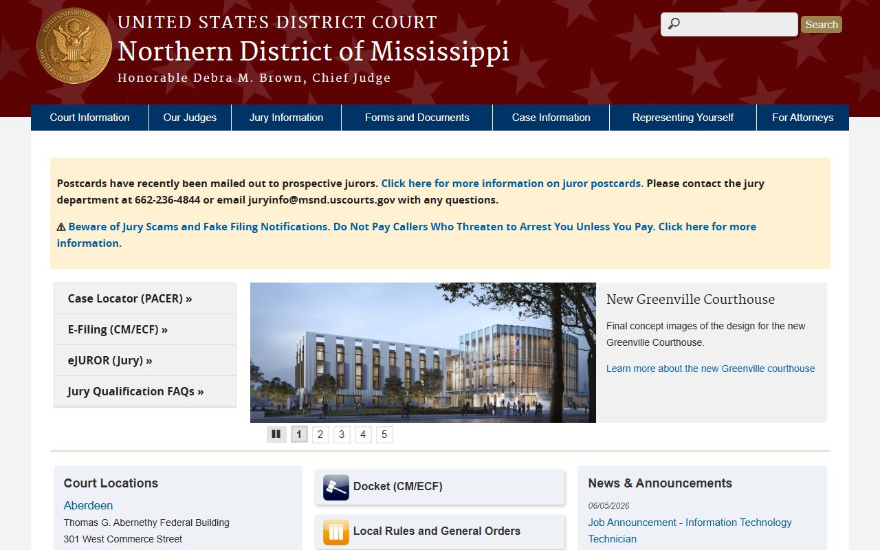 U.S. District Court for the Northern District of Mississippi covering Montgomery County court records and dockets