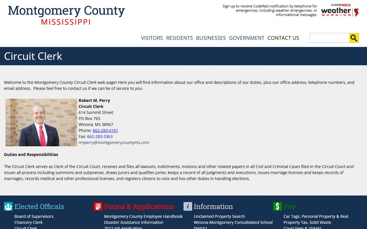 Montgomery County Circuit Clerk contact block and court records duties