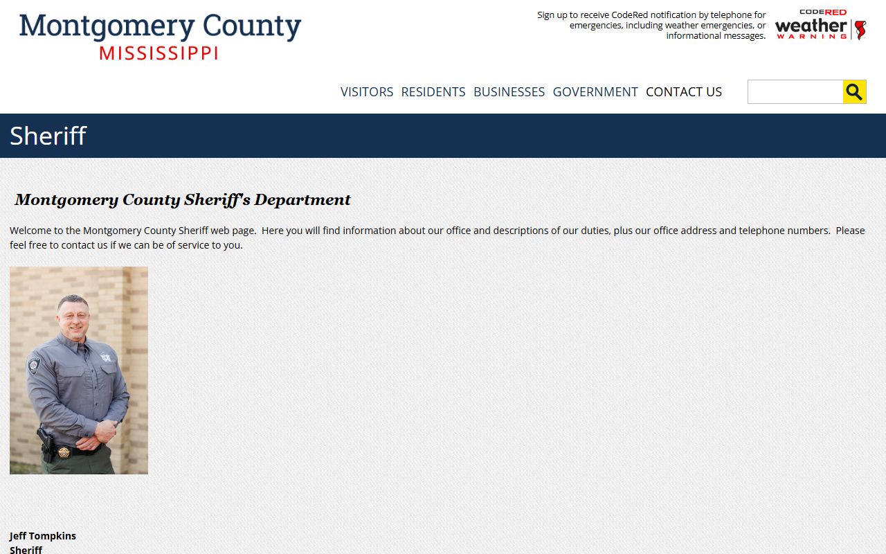 Montgomery County Sheriff contact block and court security duties for records requests