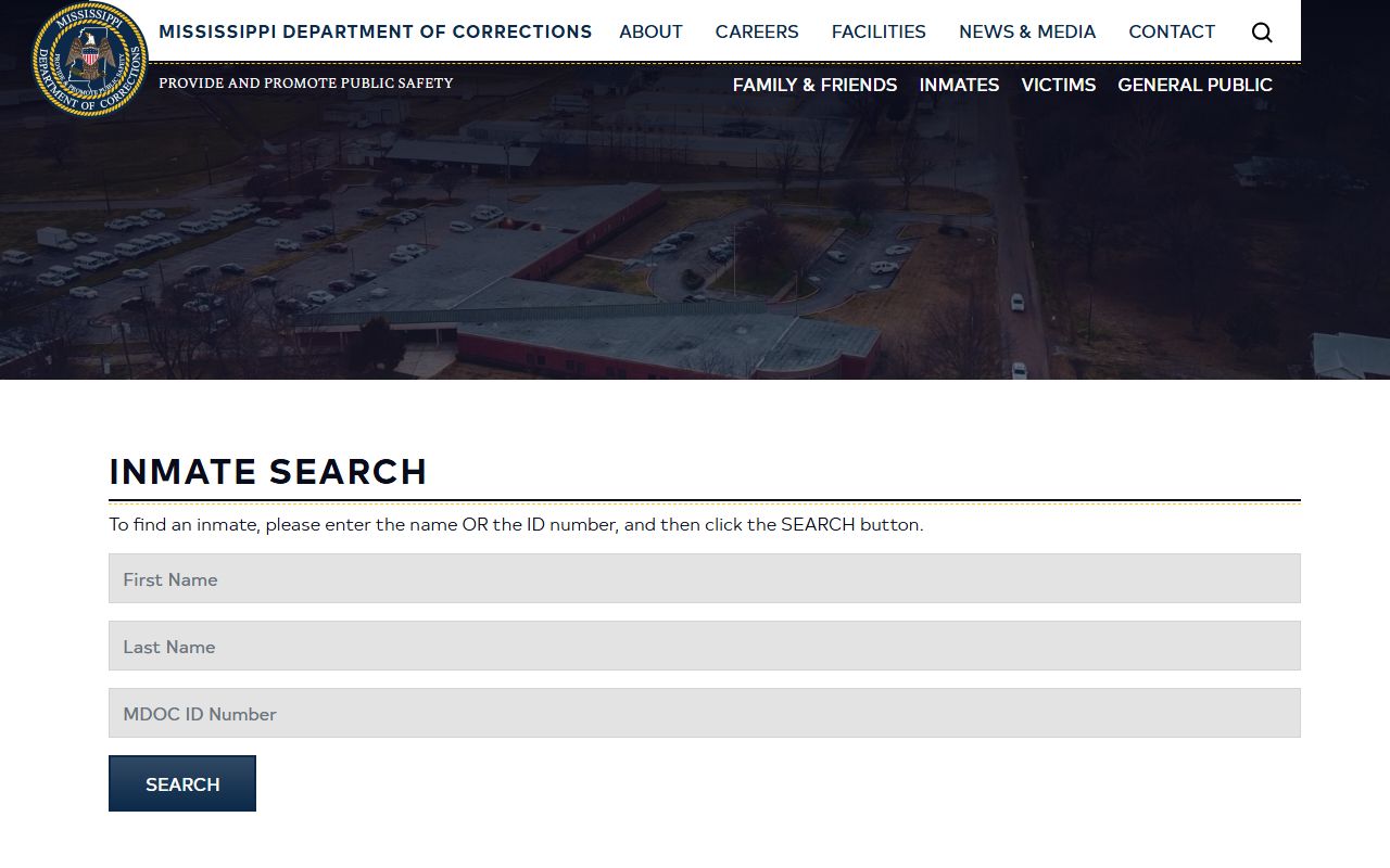 Montgomery County inmate records search on the Mississippi MDOC state prison inmate form