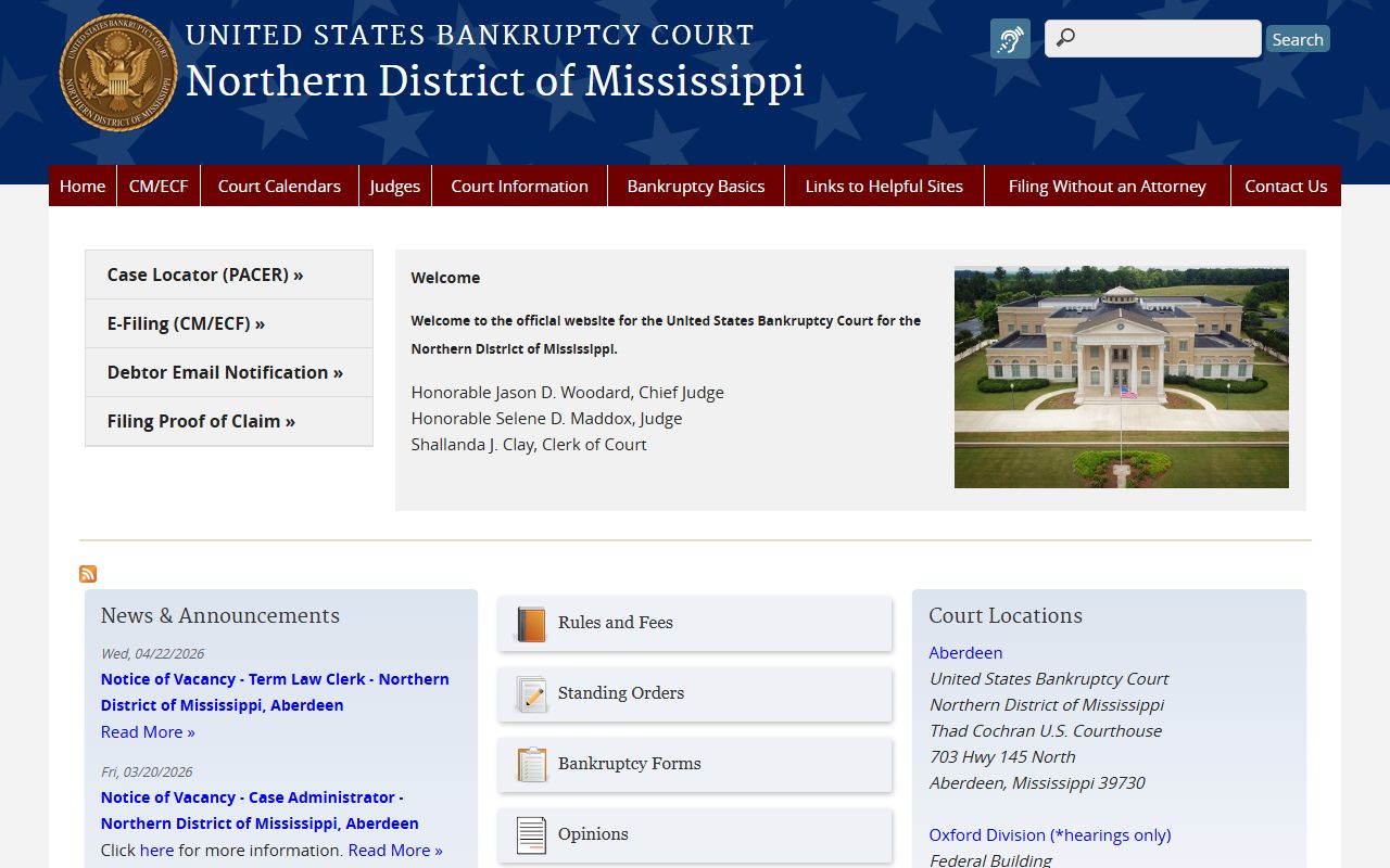 Montgomery County probate records and the federal U.S. Bankruptcy Court for the Northern District of Mississippi