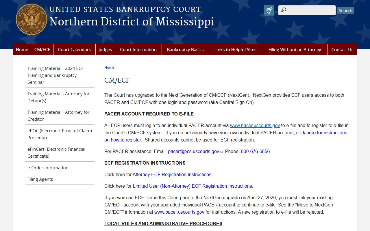Montgomery County probate records compared with Northern District bankruptcy CM/ECF federal court access